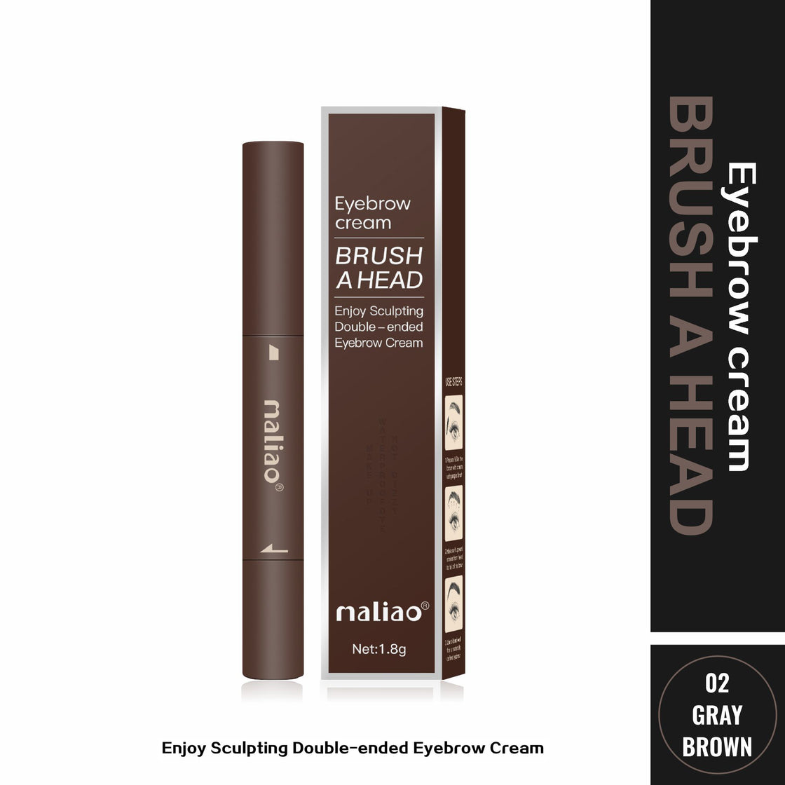 Maliao Double-Ended Eyebrow Cream Brush - Precision for Perfect Brows Maliao Professional Makeup