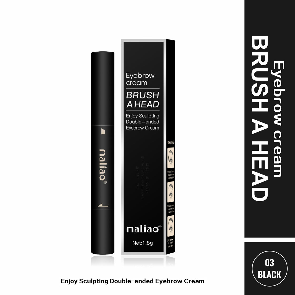 Maliao Double-Ended Eyebrow Cream Brush - Precision for Perfect Brows Maliao Professional Makeup