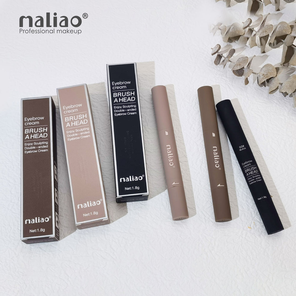 Maliao Double-Ended Eyebrow Cream Brush - Precision for Perfect Brows Maliao Professional Makeup