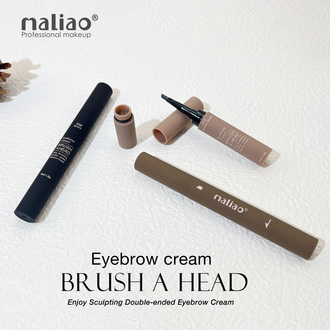 Maliao Double-Ended Eyebrow Cream Brush - Precision for Perfect Brows Maliao Professional Makeup