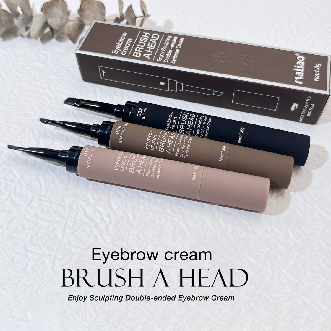 Maliao Double-Ended Eyebrow Cream Brush - Precision for Perfect Brows Maliao Professional Makeup