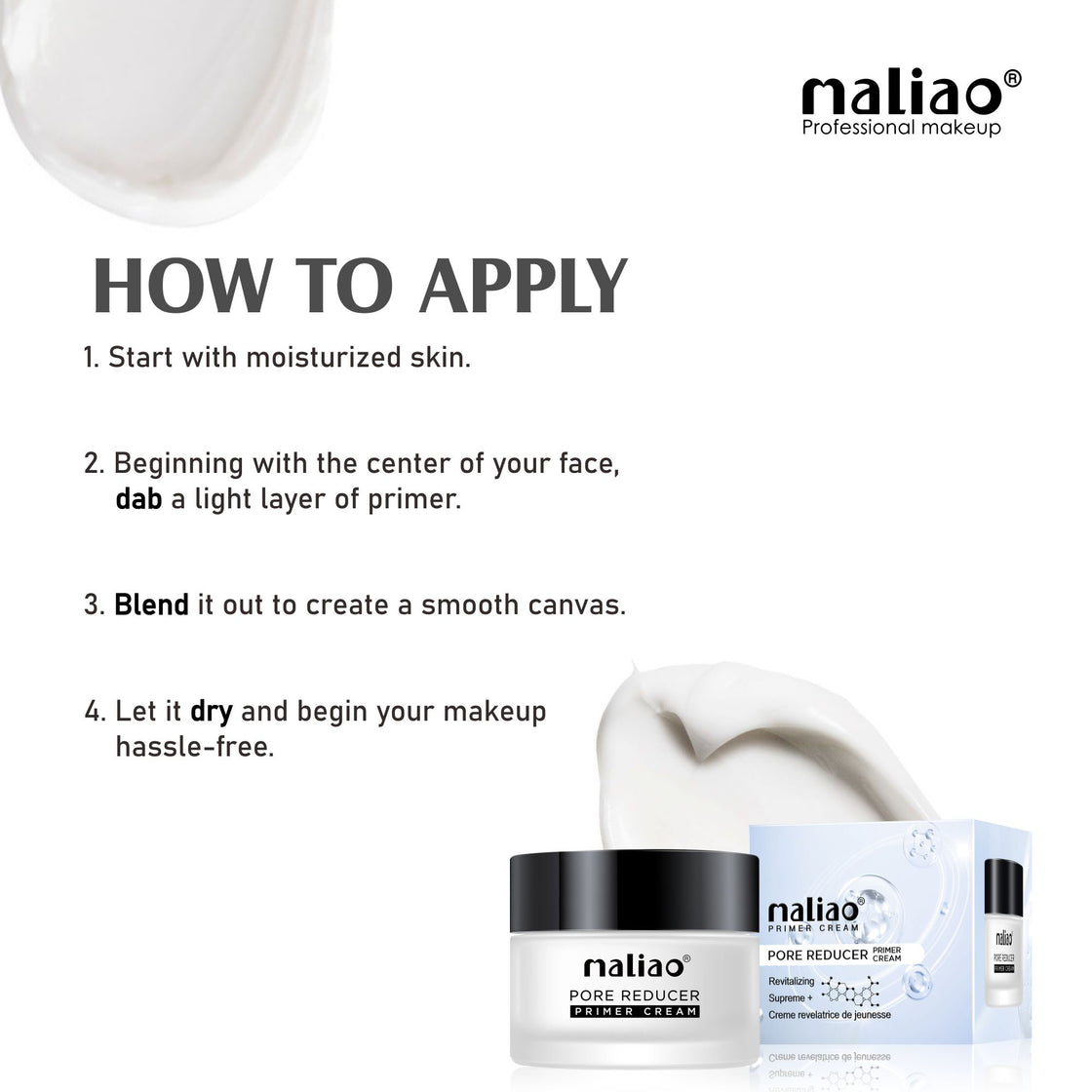 Maliao Pore Reducer Primer Cream - Silky Smooth Perfection for Flawless Complexion - Maliao Makeup