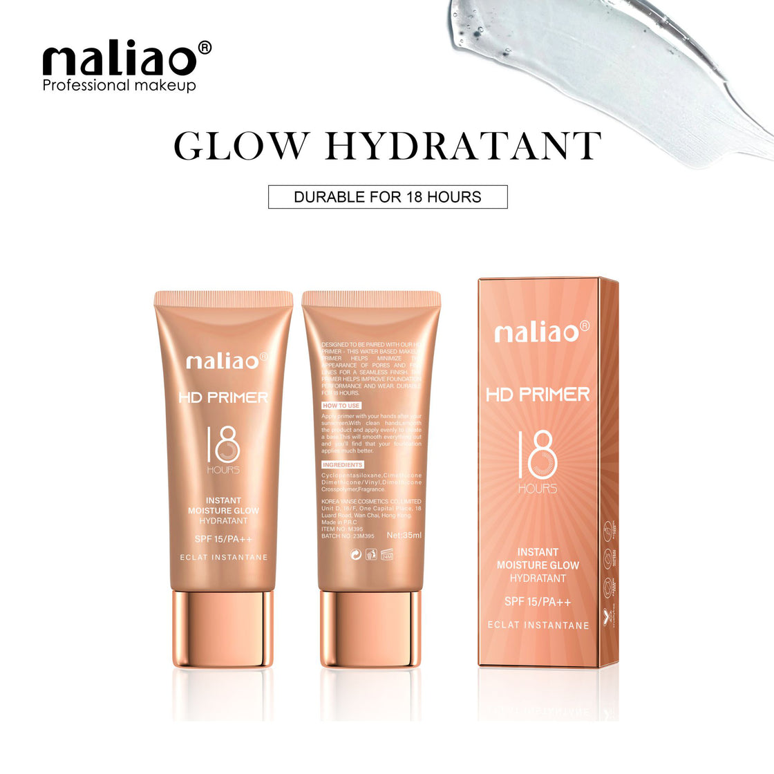 Maliao HD Primer - Instant Moisture Glow with SPF 15/PA++ for Flawless Skin Maliao Professional Makeup