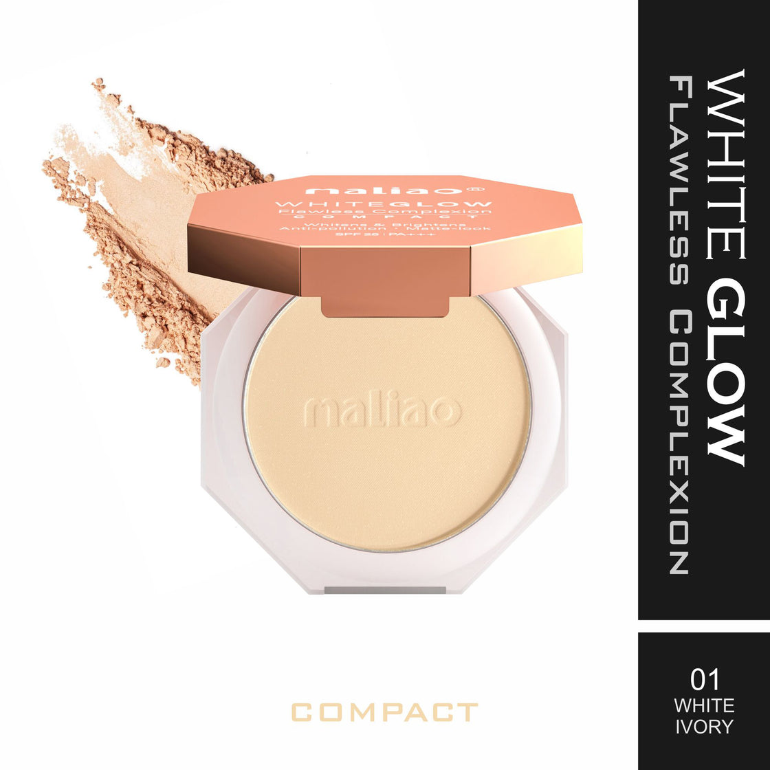 Maliao White Glow Flawless Complex Compact Powder - Radiant Finish & Long-Lasting Coverage - Maliao Makeup