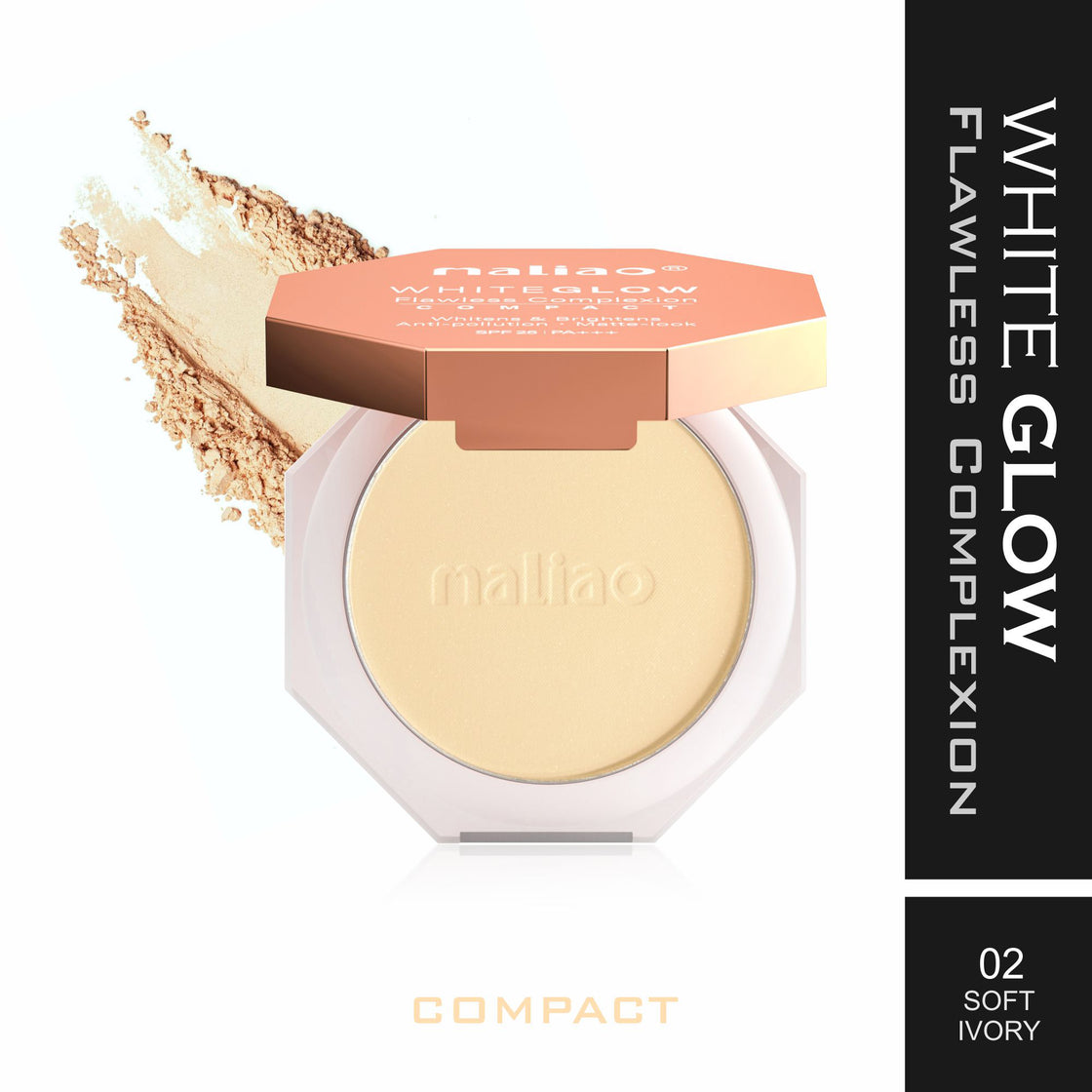 Maliao White Glow Flawless Complex Compact Powder - Radiant Finish & Long-Lasting Coverage - Maliao Makeup