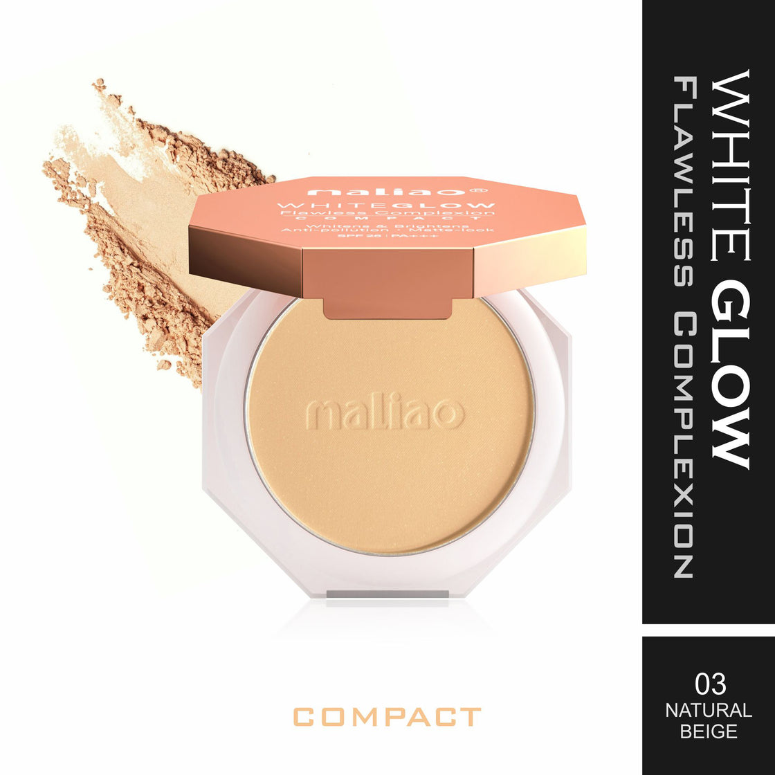 Maliao White Glow Flawless Complex Compact Powder - Radiant Finish & Long-Lasting Coverage - Maliao Makeup