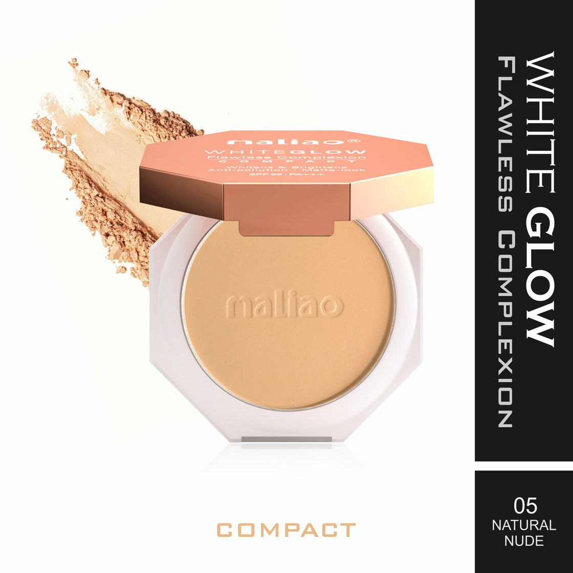 Maliao White Glow Flawless Complex Compact Powder - Radiant Finish & Long-Lasting Coverage - Maliao Makeup