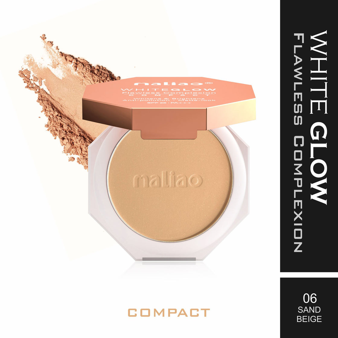 Maliao White Glow Flawless Complex Compact Powder - Radiant Finish & Long-Lasting Coverage - Maliao Makeup