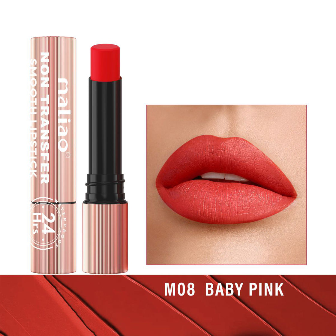 Maliao Long-Lasting Non-Transfer Smooth Lipstick - 24HR Waterproof Wear Maliao Professional Makeup