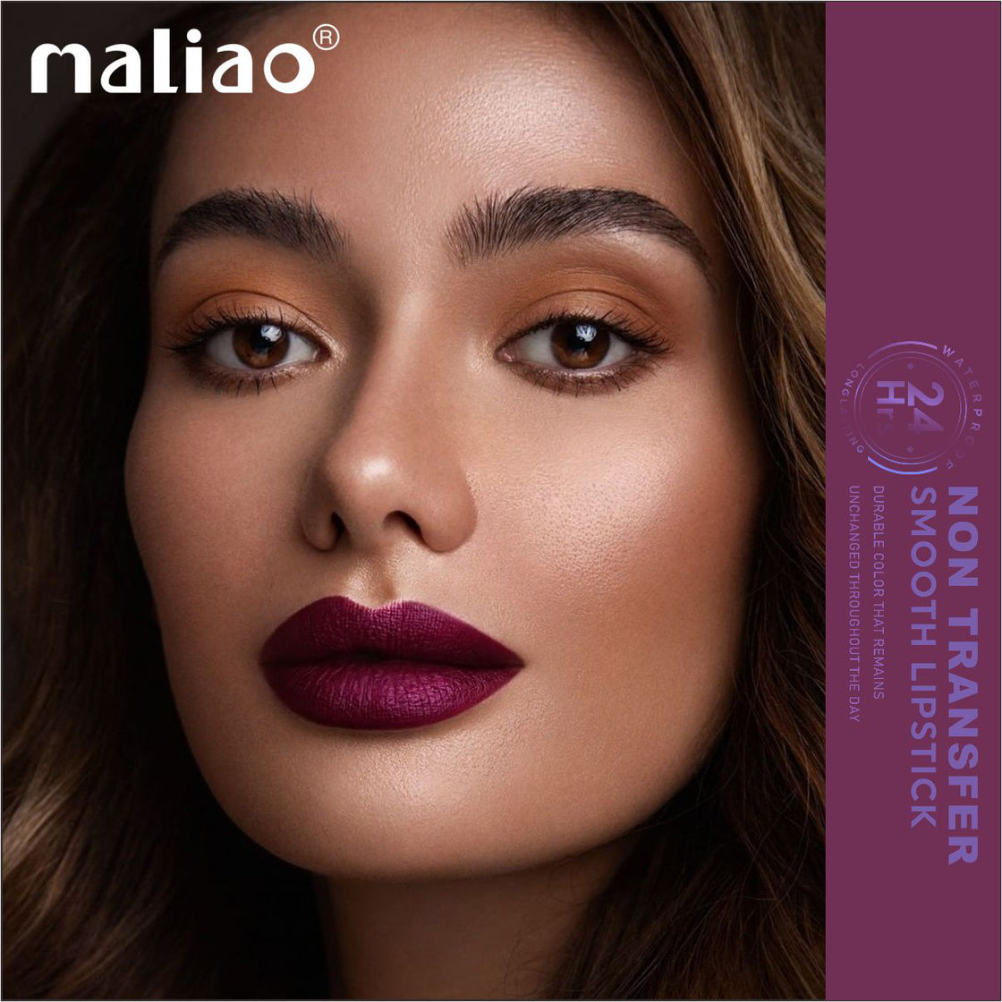 Maliao Long-Lasting Non-Transfer Smooth Lipstick - 24HR Waterproof Wear Maliao Professional Makeup