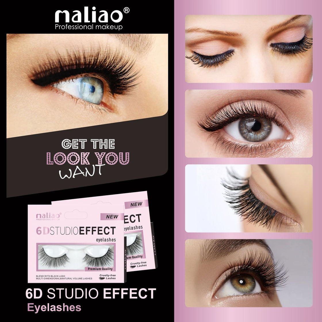 Maliao 6D Studio Effect Eyelashes - Cruelty-Free Black Lash Blend - Maliao Makeup