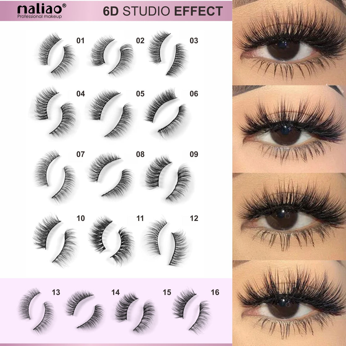 Maliao 6D Studio Effect Eyelashes - Cruelty-Free Black Lash Blend - Maliao Makeup