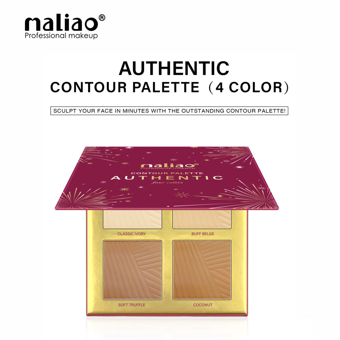 Maliao Authentic Contour Palette - Sculpt and Define with 4 Stunning Shades| CLASSIC IVORY |BUFF BEIGE |SOFT TRUFFLE |COCONUT - Maliao Makeup