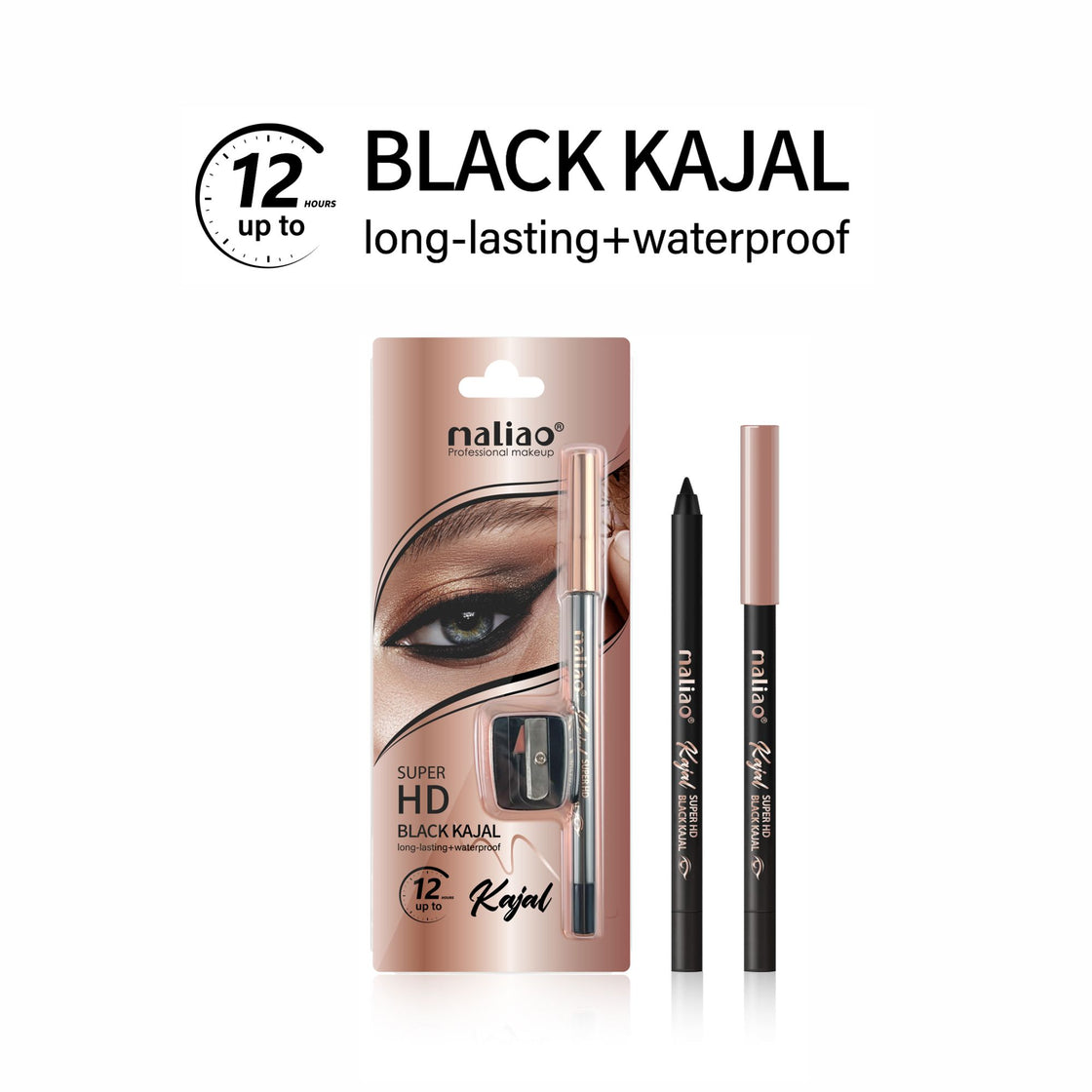 Maliao Super HD Black Kajal – Long-Lasting + Waterproof for 12-Hour Intensity - Maliao Makeup