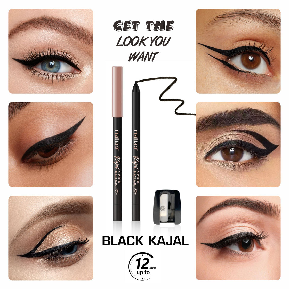 Maliao Super HD Black Kajal – Long-Lasting + Waterproof for 12-Hour Intensity - Maliao Makeup