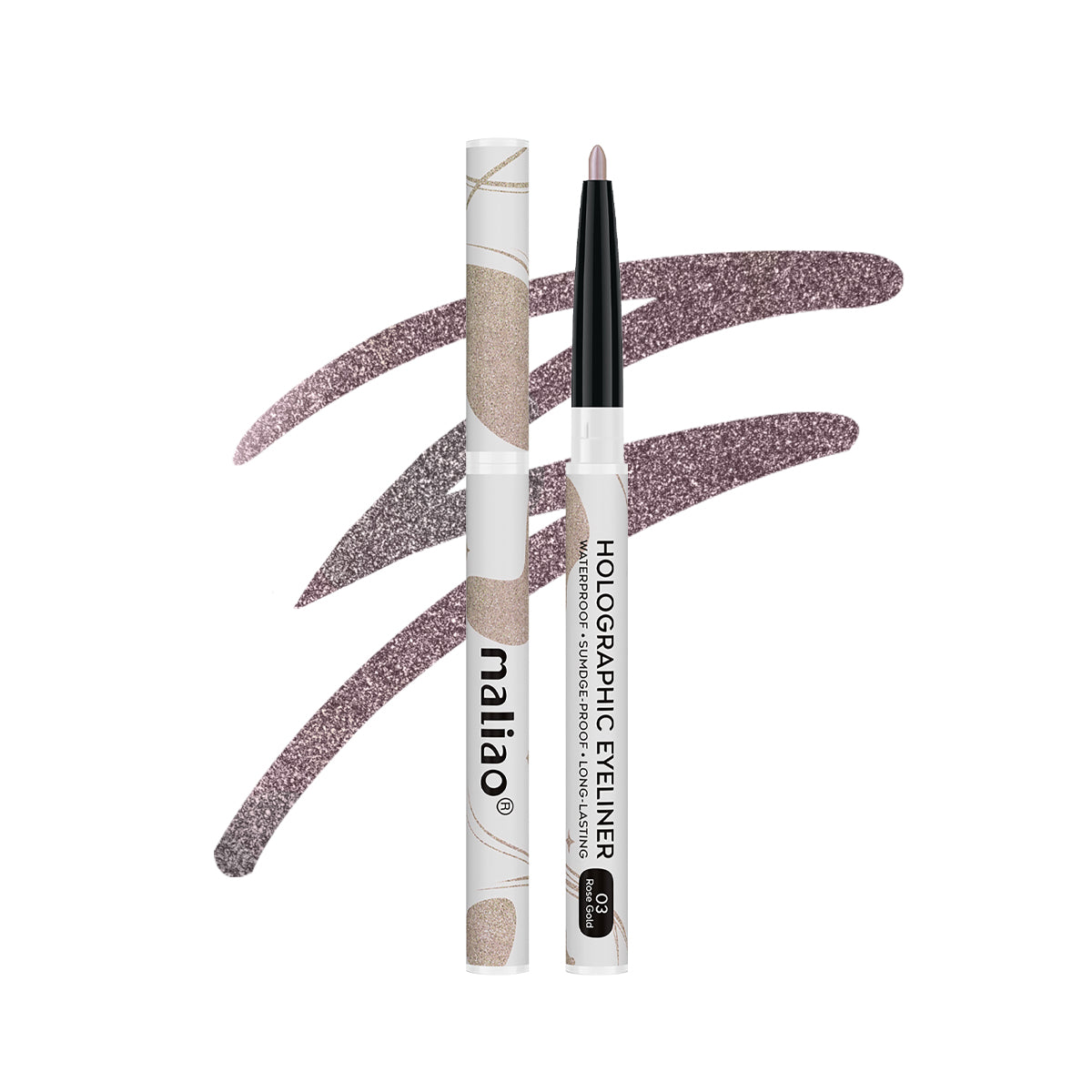 Maliao Holographic Multichrome Eyeliner – Stunning Shimmer and Long-Lasting Wear Eye 03-ROSE-GOLD