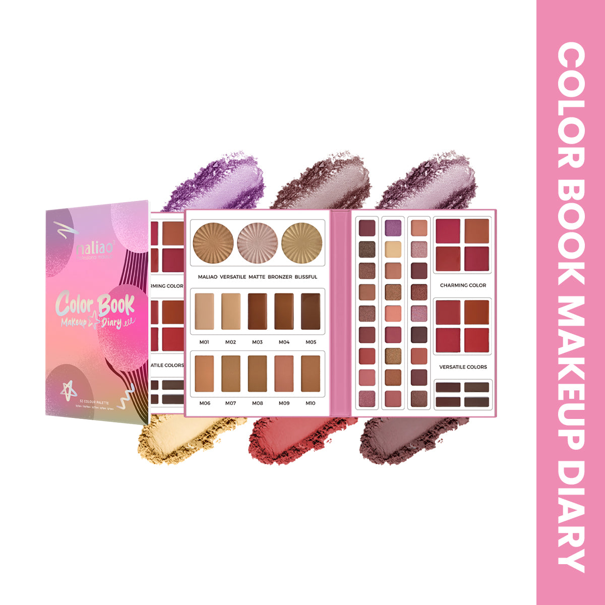 MALIAO 52 Color Makeup Palette - All-in-One Highlighter, Contour, Blusher, Eyeshadow, Eyebrow Shades for Professional & Daily Use Face