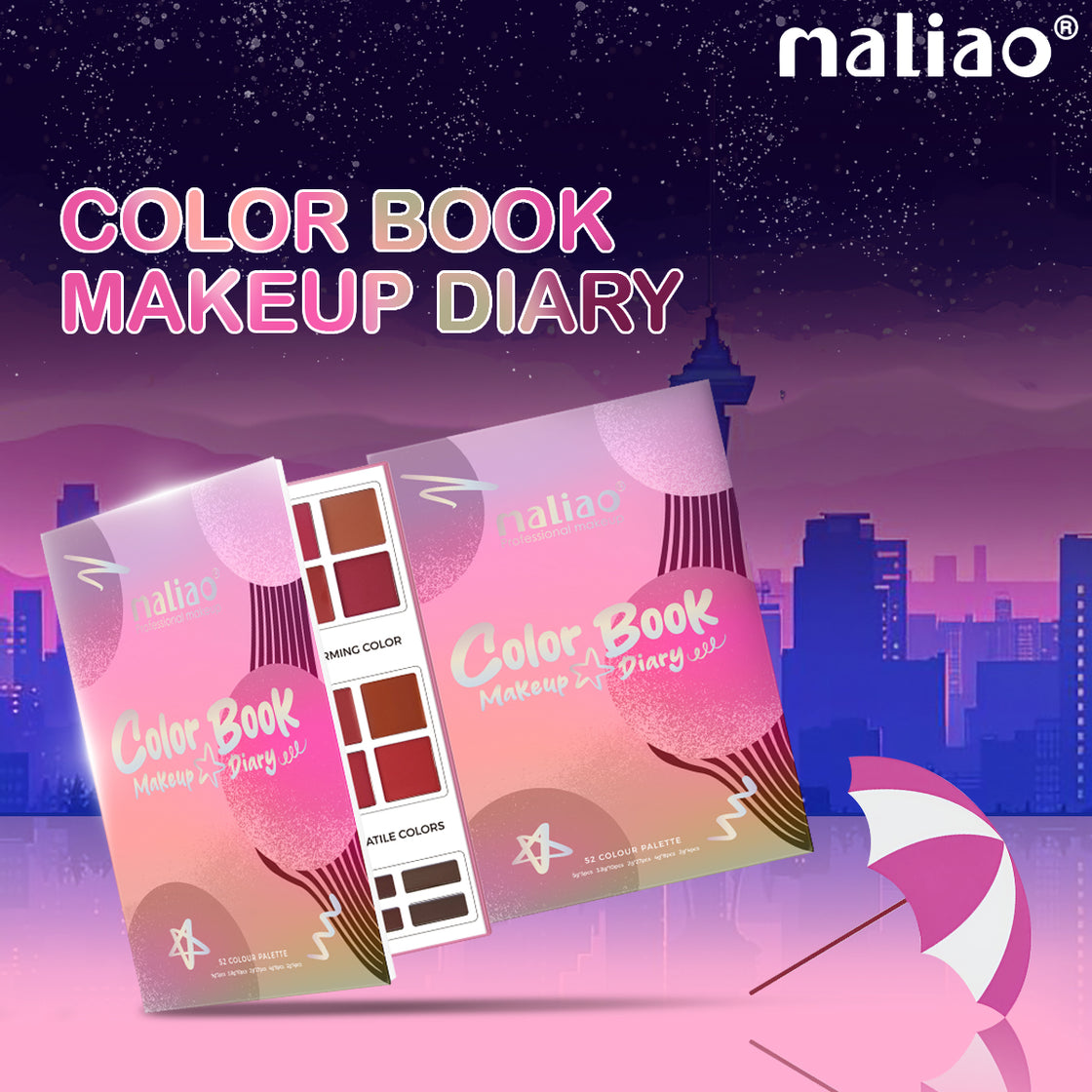 MALIAO 52 Color Makeup Palette - All-in-One Highlighter, Contour, Blusher, Eyeshadow, Eyebrow Shades for Professional & Daily Use Face