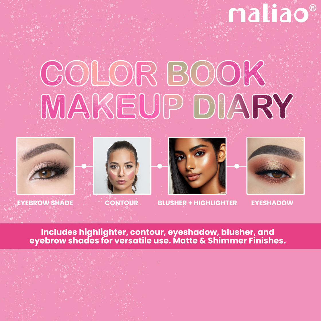 MALIAO 52 Color Makeup Palette - All-in-One Highlighter, Contour, Blusher, Eyeshadow, Eyebrow Shades for Professional & Daily Use Face