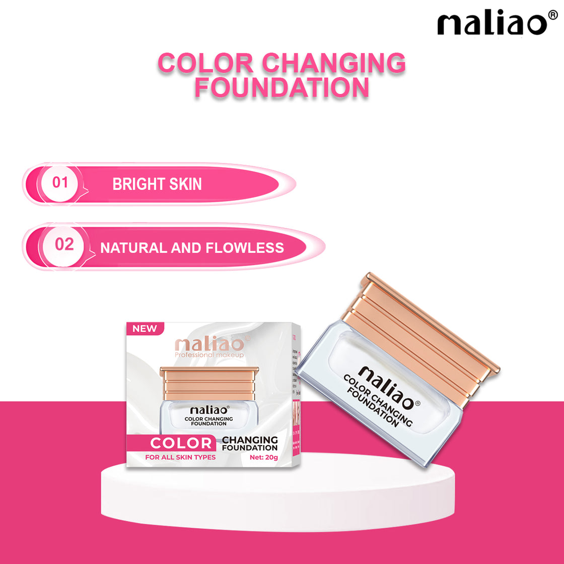 Maliao Color Changing Waterproof Foundation with Satin Finish - Long-Lasting Beauty - Maliao Makeup