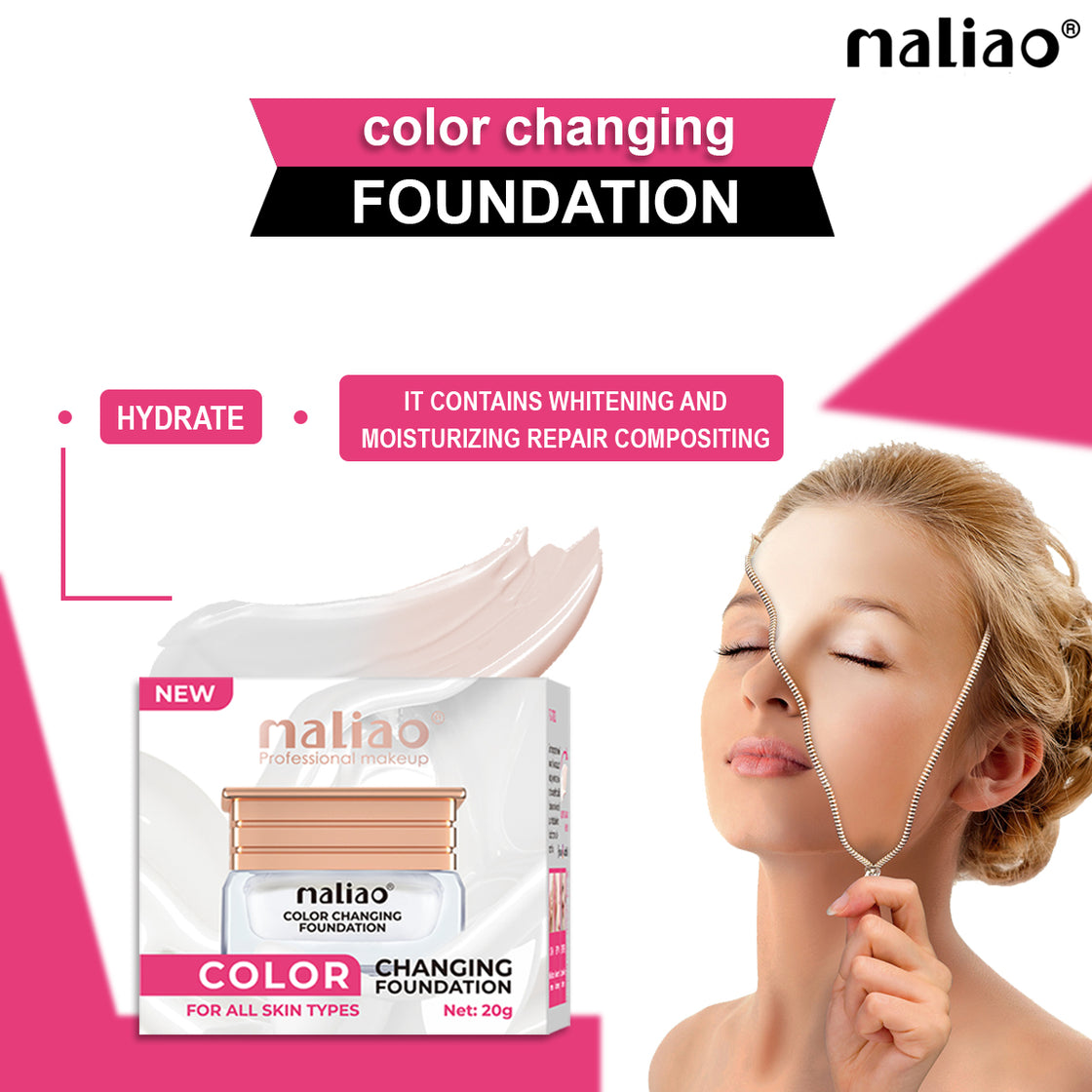 Maliao Color Changing Waterproof Foundation with Satin Finish - Long-Lasting Beauty - Maliao Makeup