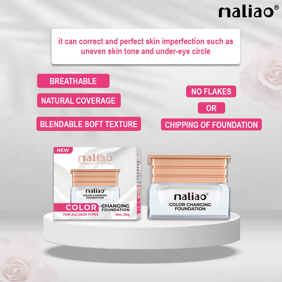 Maliao Color Changing Waterproof Foundation with Satin Finish - Long-Lasting Beauty - Maliao Makeup