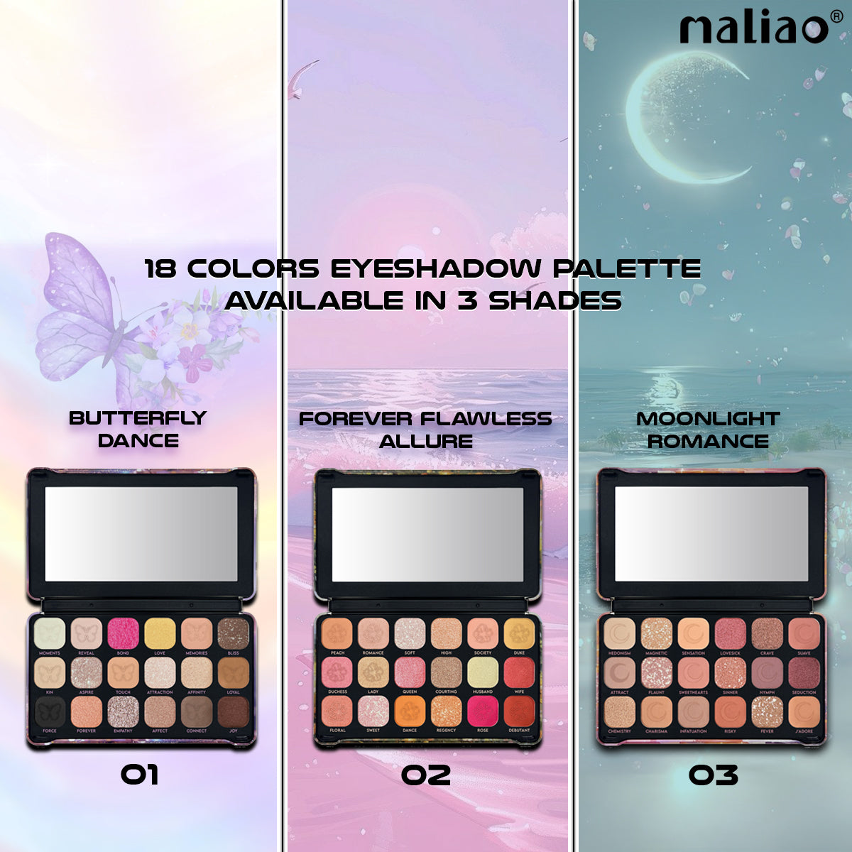 Maliao 18-Color Eyeshadow Palette – Blendable Matte & Shimmer Shades for Stunning Eye Makeup Looks – Highly Pigmented, Long-Lasting Eye Shadow Palette for All Skin Tones