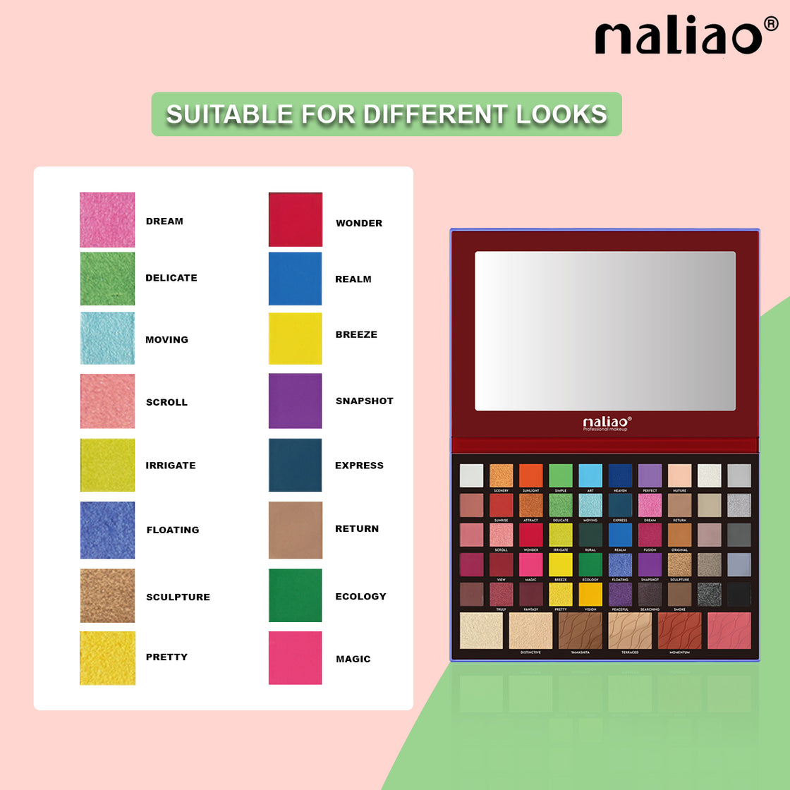 Maliao Terraced Makeup Palette - 56 Color Makeup Set Palette de Fards - Maliao Makeup