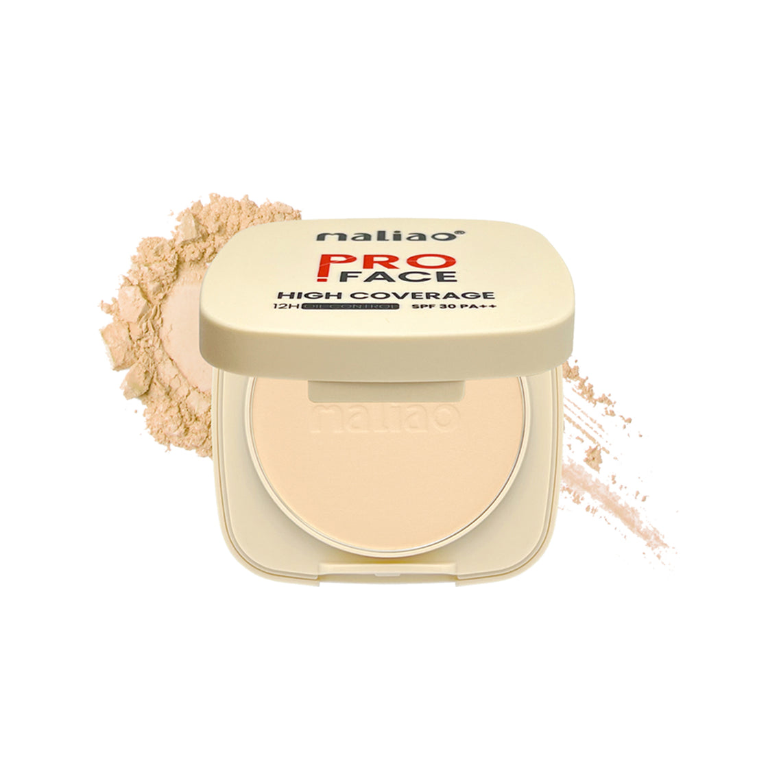 Maliao Pro Face High Coverage Compact Powder - 12H Oil Control, SPF 30 PA++, Long-Lasting Matte Finish