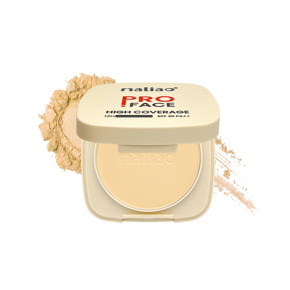 Maliao Pro Face High Coverage Compact Powder - 12H Oil Control, SPF 30 PA++, Long-Lasting Matte Finish