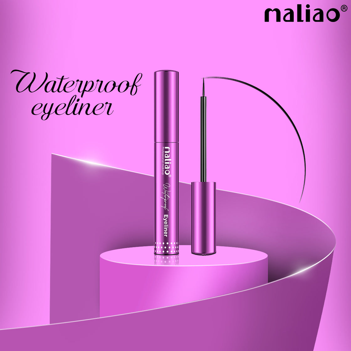 Maliao Waterproof Liquid Eyeliner - Long-Lasting Precision Eye Makeup, Smudge-Proof & Intense Black Finish, 6ml