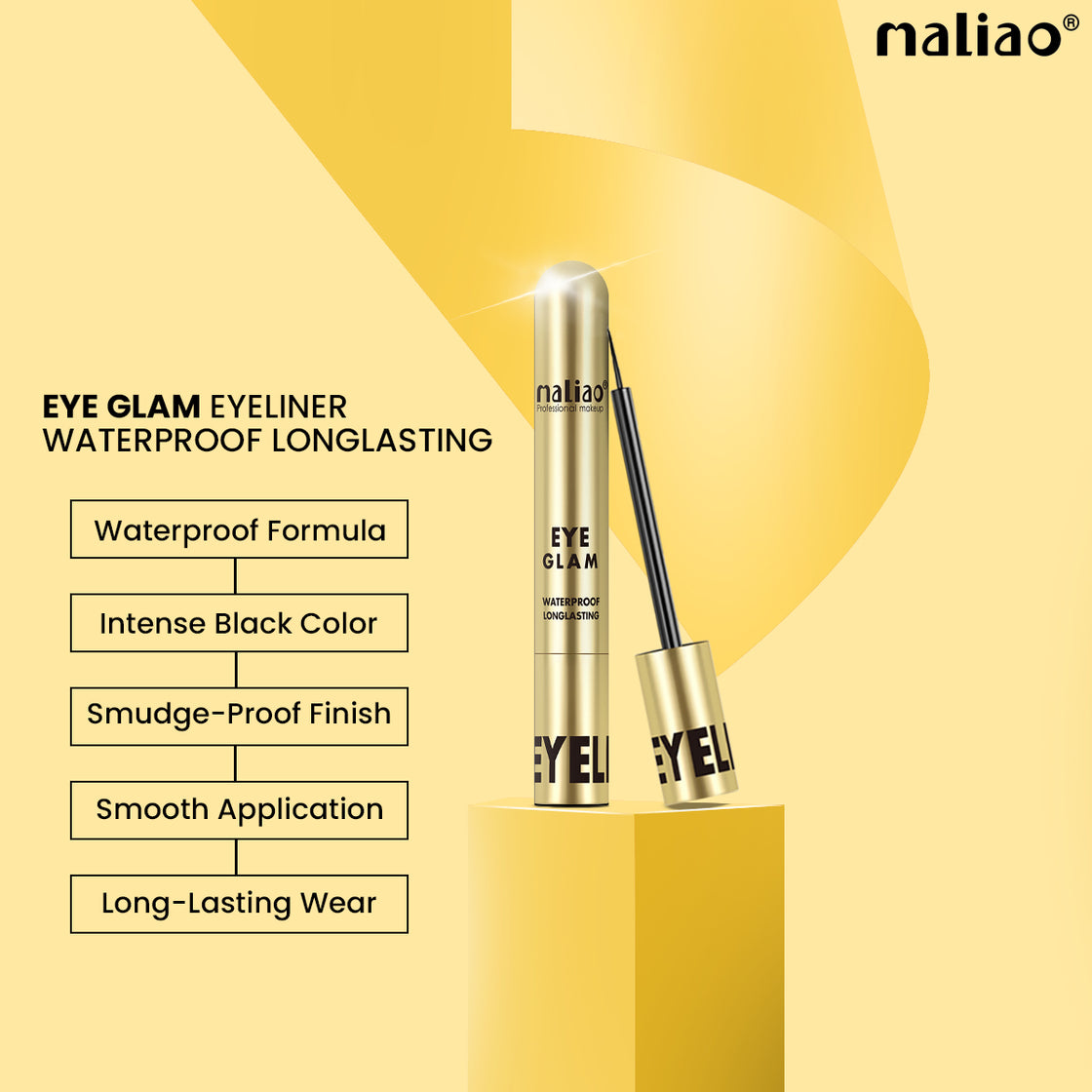 Maliao Eye Glam Waterproof Long-Lasting Eyeliner - Precision Tip for Smooth Application, Smudge-Proof