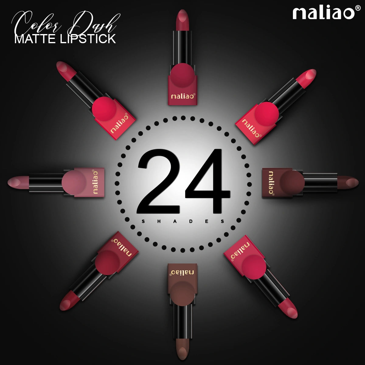 Maliao Color Dash Matte Lipstick - Longwear 24H Power with Silky Matte Finish