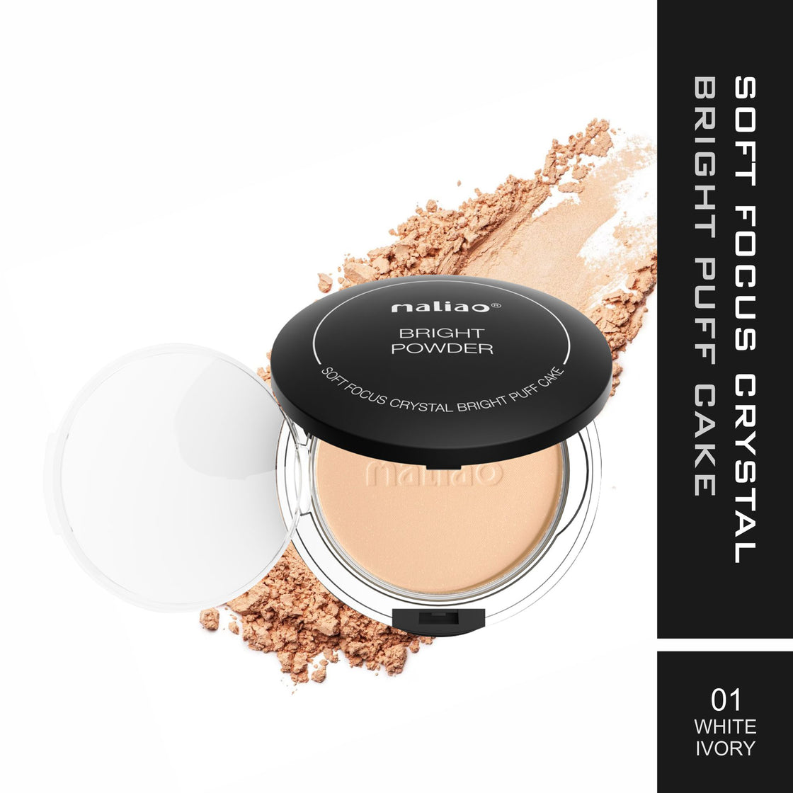 MALIAO Bright Powder Soft Focus Crystal Bright Puff Cake - Illuminate Your Beauty with a Crystal Finish - Maliao Makeup