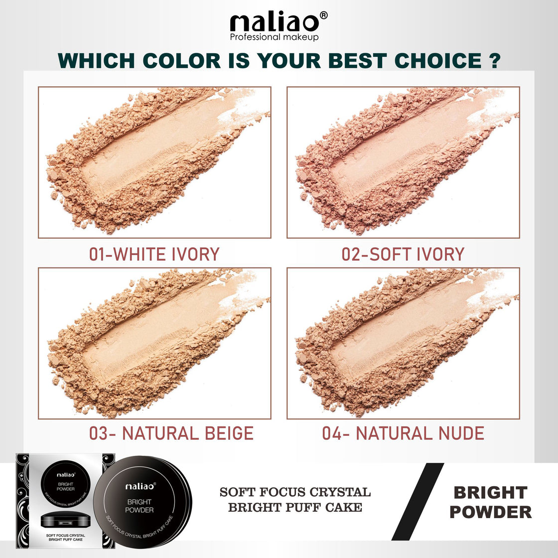 MALIAO Bright Powder Soft Focus Crystal Bright Puff Cake - Illuminate Your Beauty with a Crystal Finish - Maliao Makeup