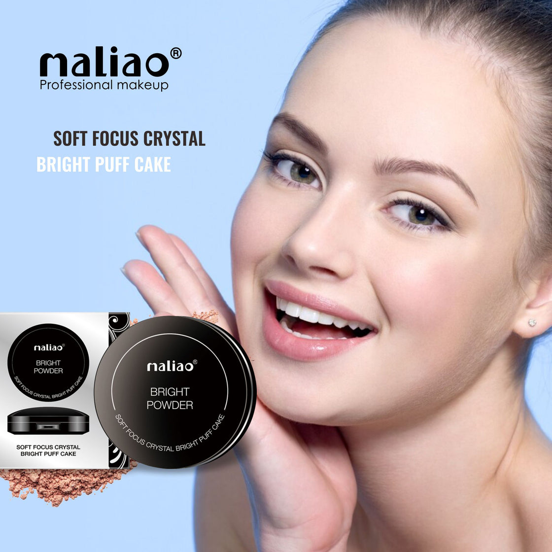 MALIAO Bright Powder Soft Focus Crystal Bright Puff Cake - Illuminate Your Beauty with a Crystal Finish - Maliao Makeup