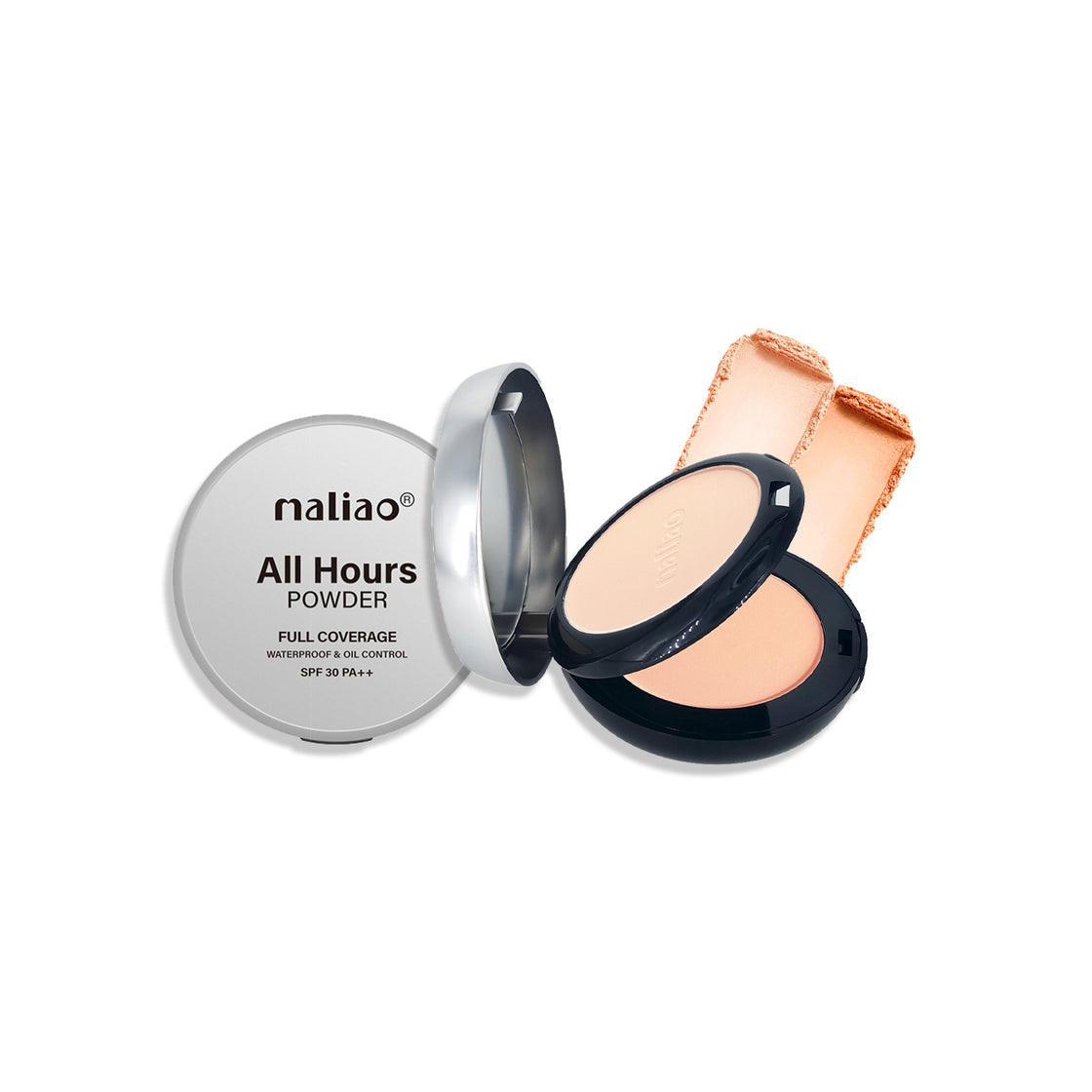 Maliao All Hours Compact Powder - Full Coverage, Waterproof, Oil Control, SPF 30 PA++, All Skin Types