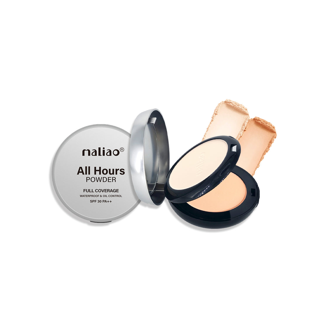 Maliao All Hours Compact Powder - Full Coverage, Waterproof, Oil Control, SPF 30 PA++, All Skin Types