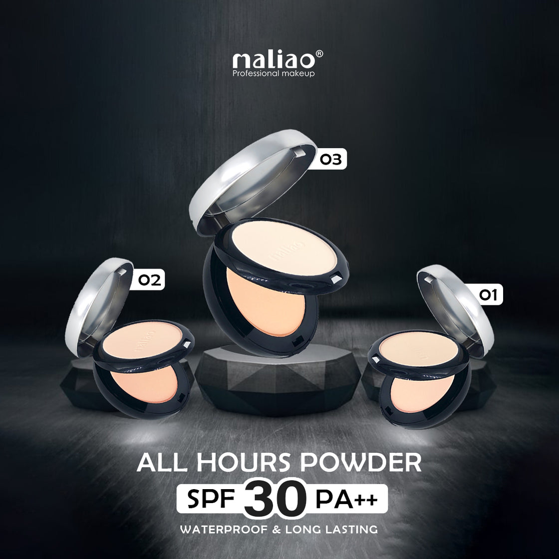 Maliao All Hours Compact Powder - Full Coverage, Waterproof, Oil Control, SPF 30 PA++, All Skin Types