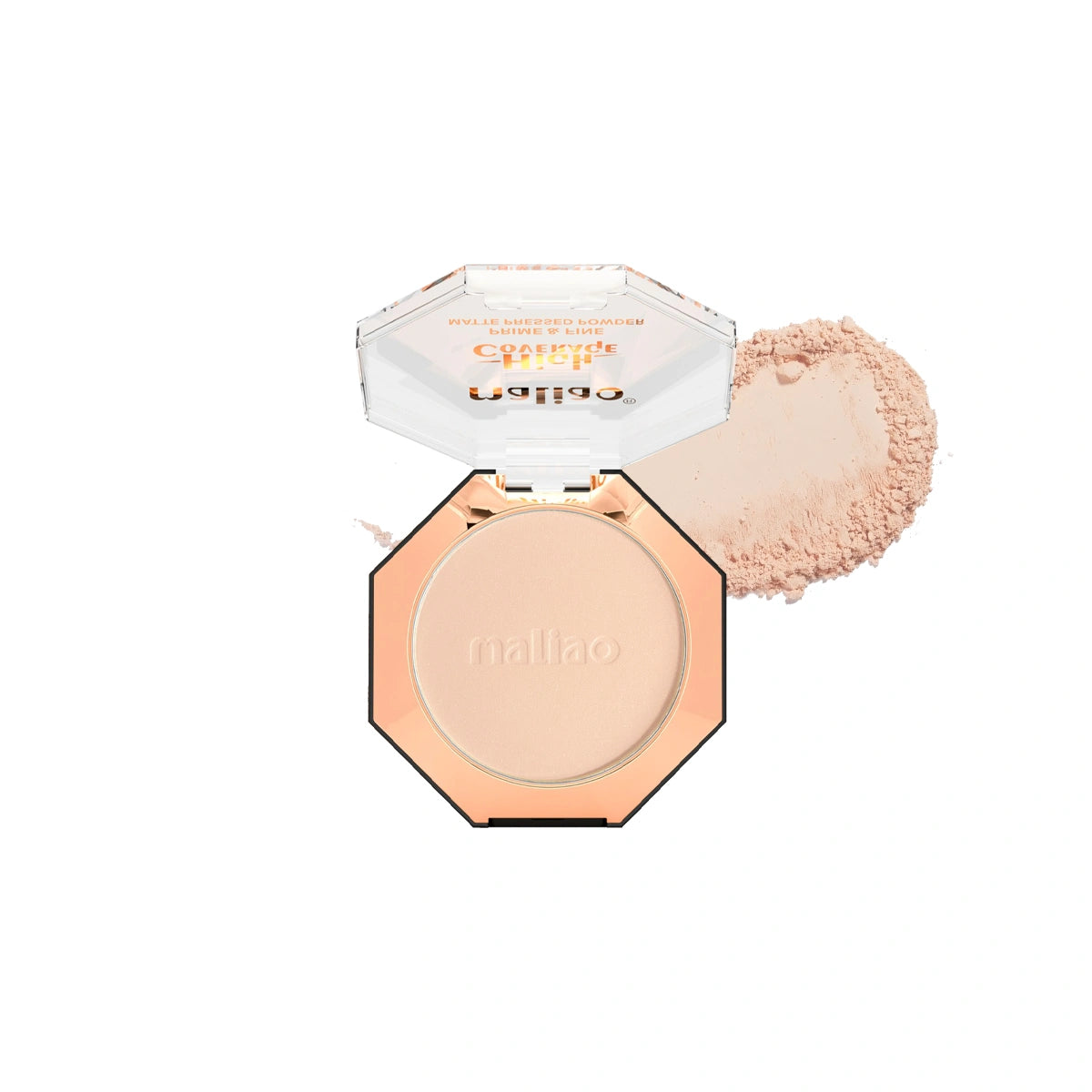Maliao High Coverage Prime & Fine Matte Pressed Powder - Long-Lasting Compact Powder for Flawless Skin