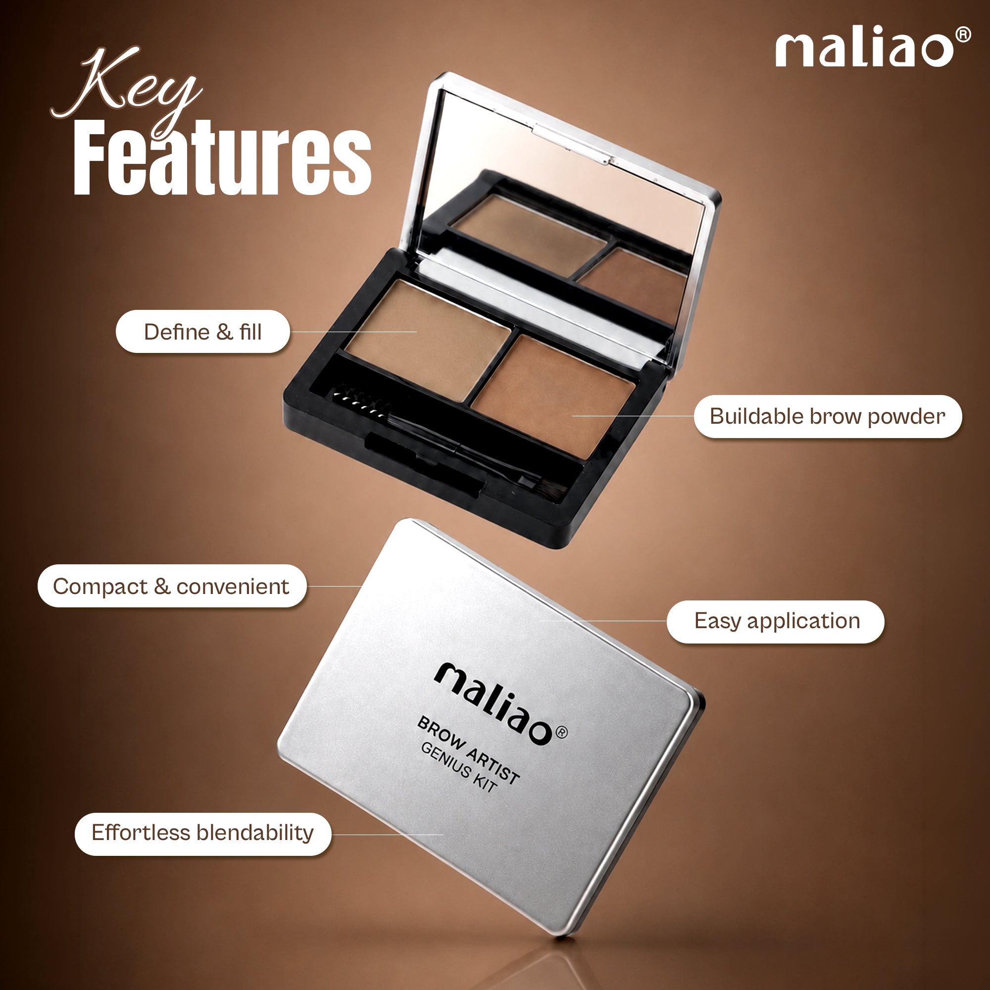 Maliao Brow Artist Genius Kit - Pigmented Wax for Perfect Eyebrows with 12-Hour Hold Eye