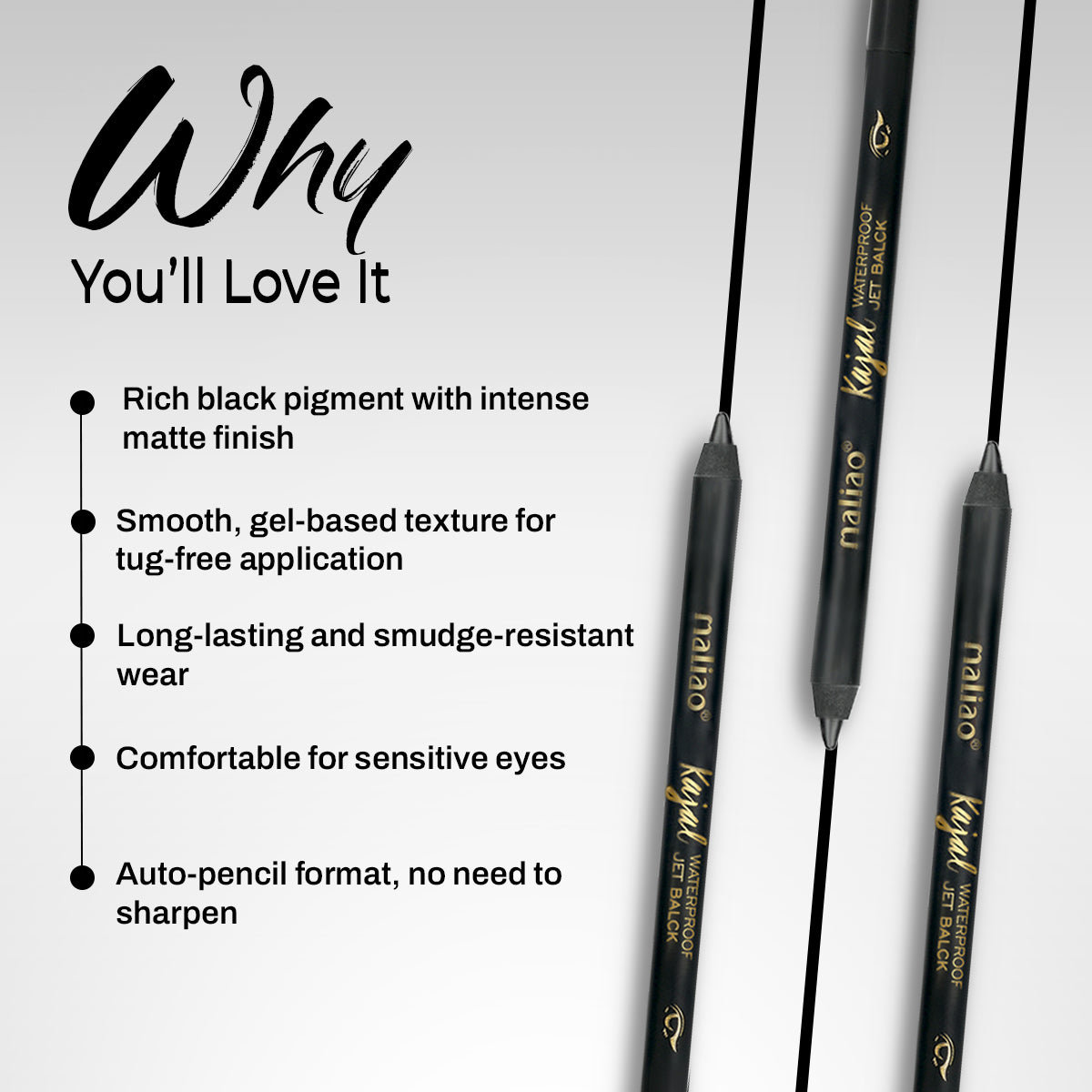 Maliao Waterproof Jet Black Kajal Eye