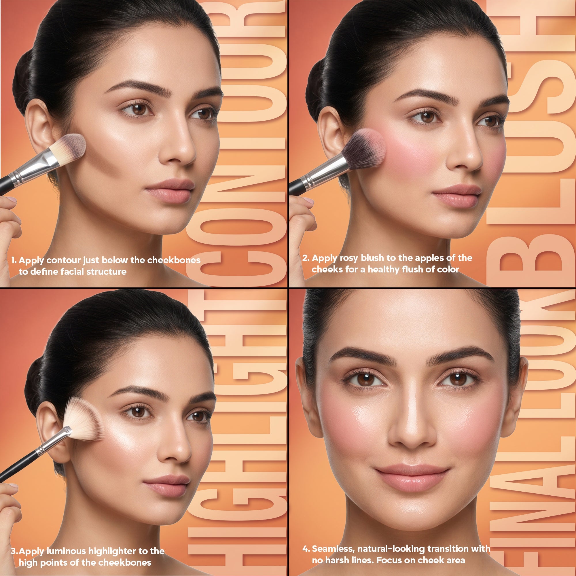 Maliao Face Fame Trio Palette-Blusher, Contour & Highlighter Face