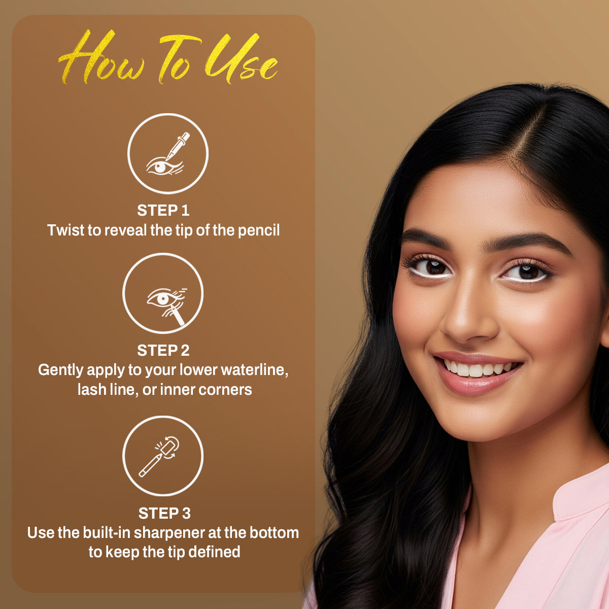 Maliao Love Me Waterproof White Kohl Kajal Pencil Eye