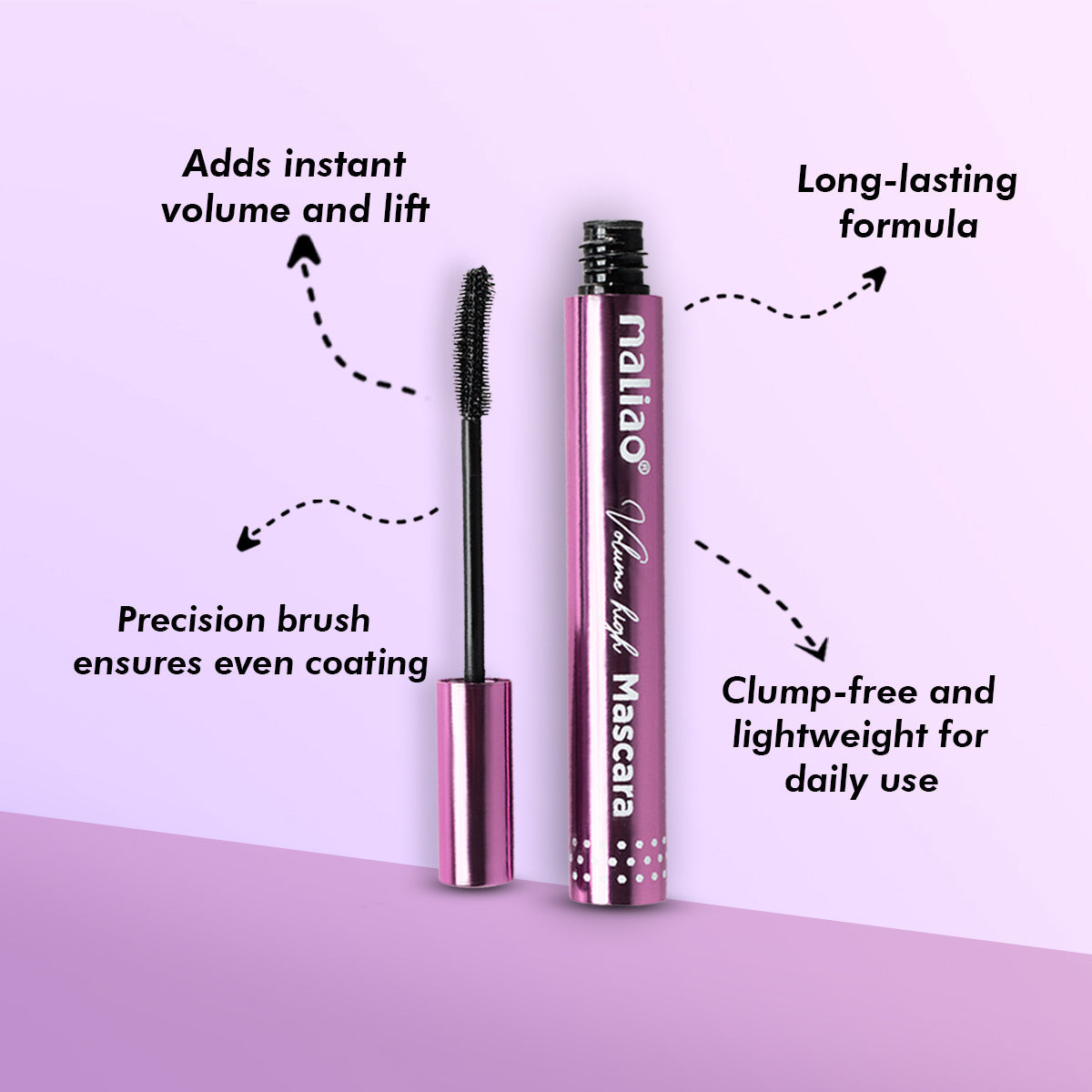 Maliao Volume High Mascara – Waterproof, Smudge-Proof, Long-Lasting, High-Volume Lash Formula for Thick, Full Lashes, Perfect for Daily Wear Eye