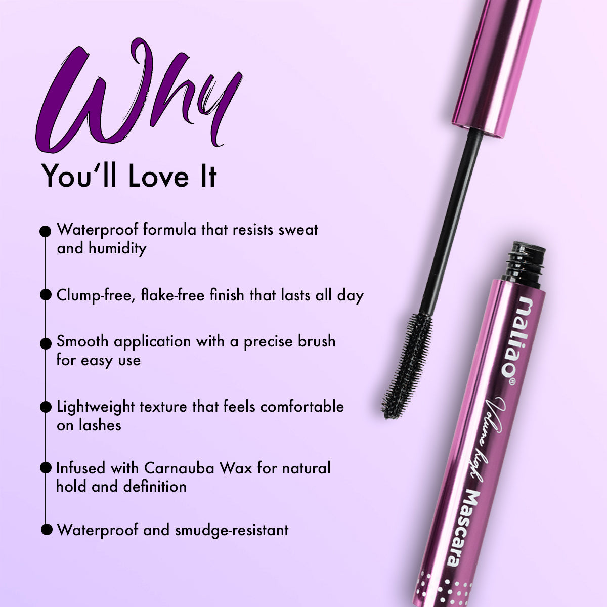 Maliao Volume High Mascara – Waterproof, Smudge-Proof, Long-Lasting, High-Volume Lash Formula for Thick, Full Lashes, Perfect for Daily Wear Eye