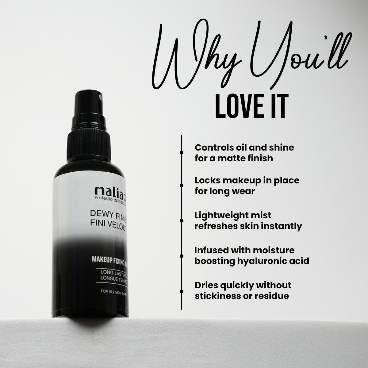 Maliao Dewy Finish Velvet Makeup Fixing Mist Face