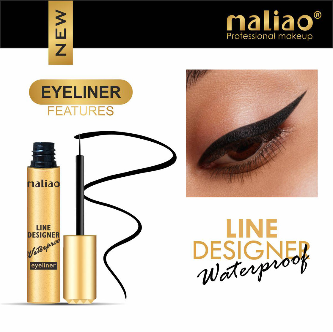 Maliao Eyeliner Line Designer Waterproof - Precision Perfection Maliao Professional Makeup