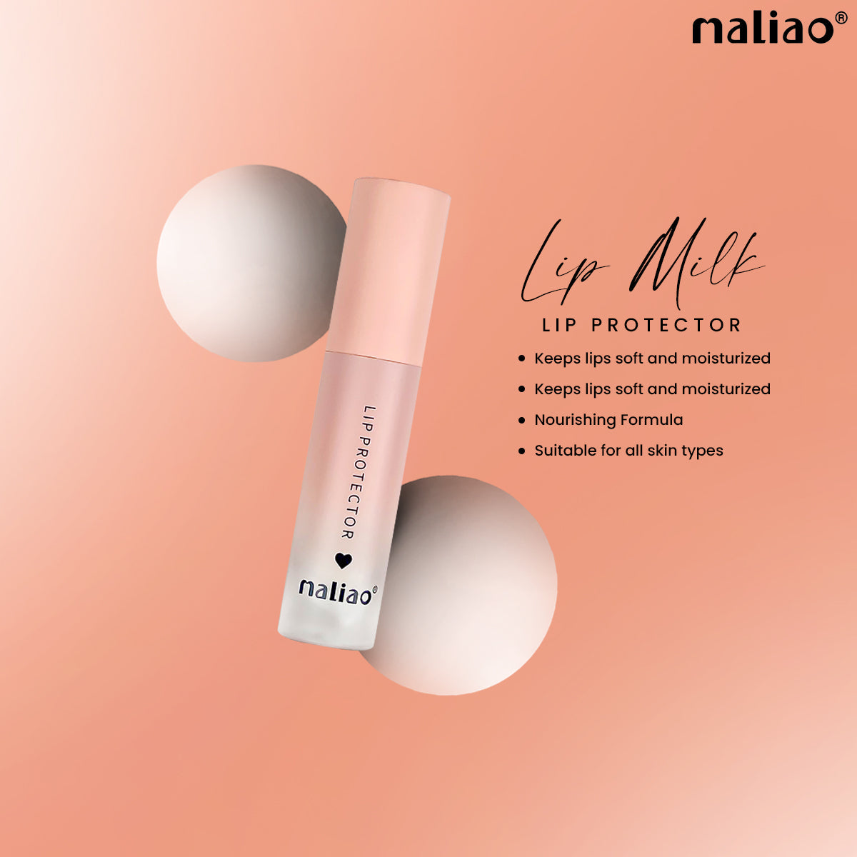 Maliao Shea Butter Lip Milk Lip Protector Moisturizing Repair White Peach, 4g
