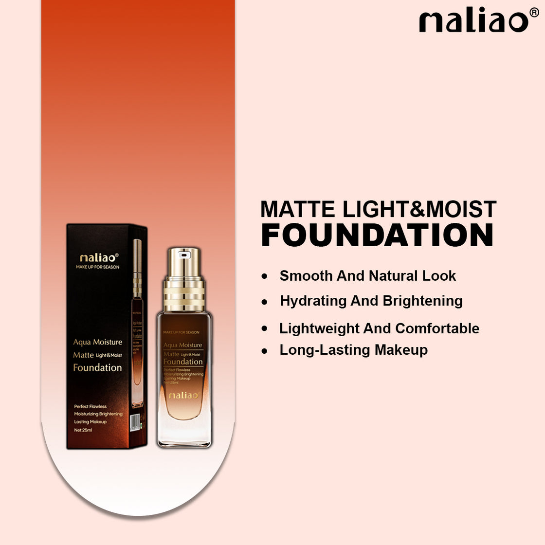 Maliao Aqua Moisture Matte Light & Moist Foundation - Hydrating Matte Finish - Maliao Makeup